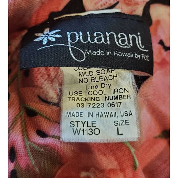 Puanani Dress Women's Large Pink Tropical Hawaiian Butterfly Tie Waist Mini - Picture 3 of 4
